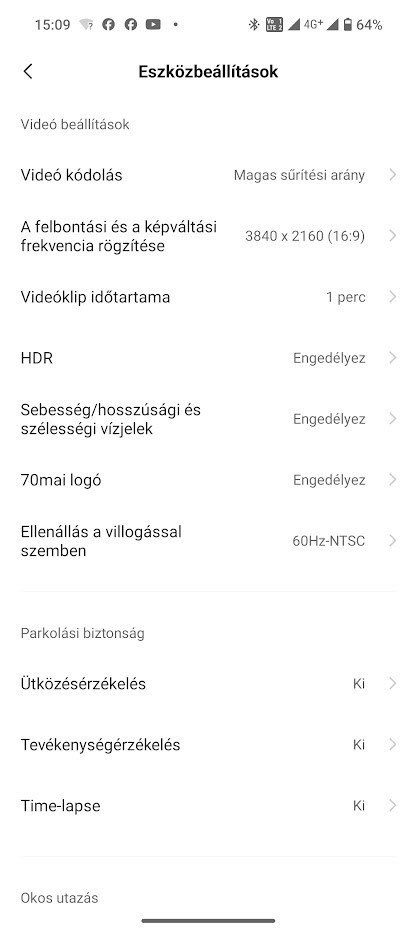 70mai Dash Cam 4K A800SE menetrögzítő kamera