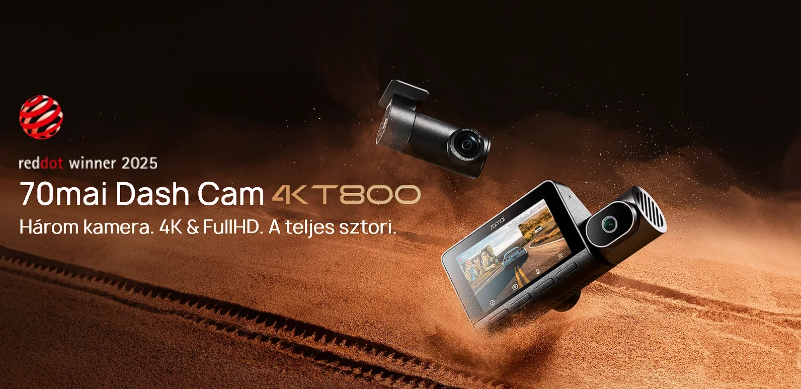 70mai Dash Cam 4K T800 HDR Set menetrögzítő kamera + hátsó kamera szett