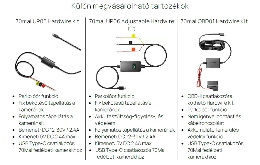 70mai Dash Cam T400 menetrögzítő kamera + RC21 hátsó kamera szett