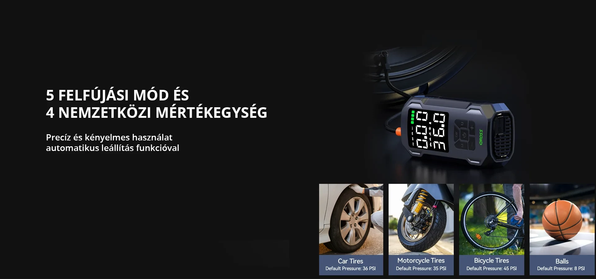 CAROSS USA Q15 Air Compressor hordozható pumpa + powerbank