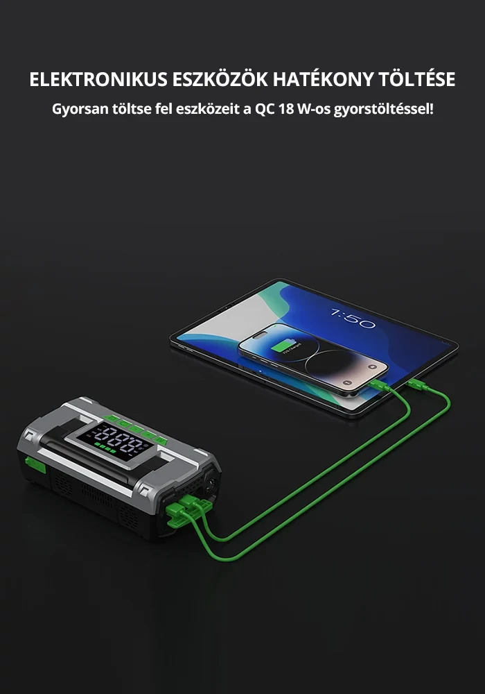 CAROSS USA T14 MAX Jump Starter hordozható indítássegítő + kompresszor + powerbank