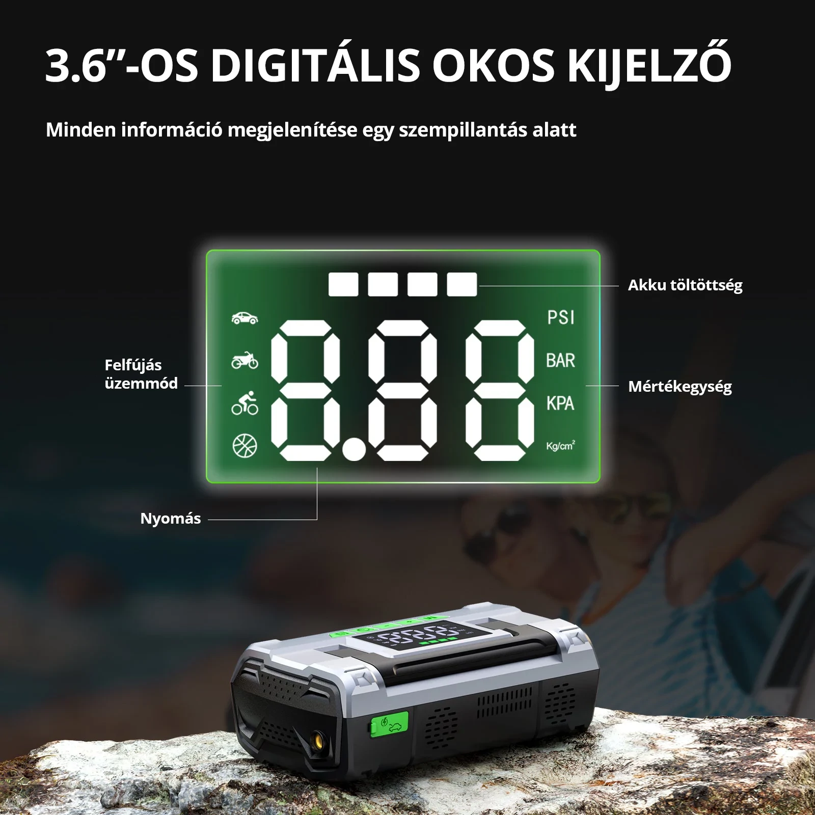 CAROSS USA T14 MAX Jump Starter hordozható indítássegítő + kompresszor + powerbank