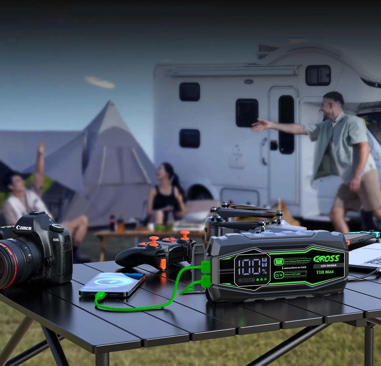 CAROSS USA T18 MAX Jump Starter hordozható indítássegítő (autó indító) + powerbank