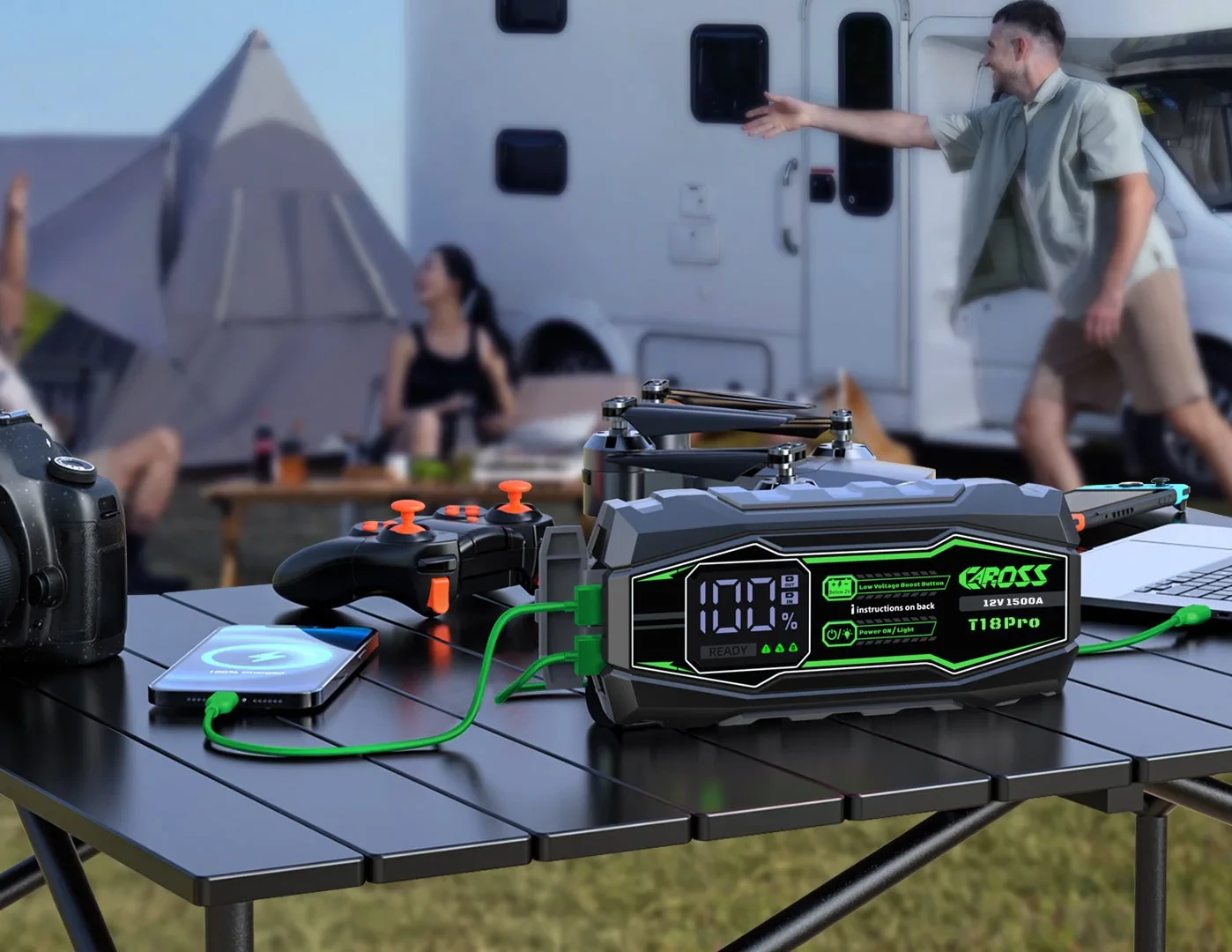 CAROSS USA T18 PRO Jump Starter hordozható indítássegítő (autó indító) + powerbank