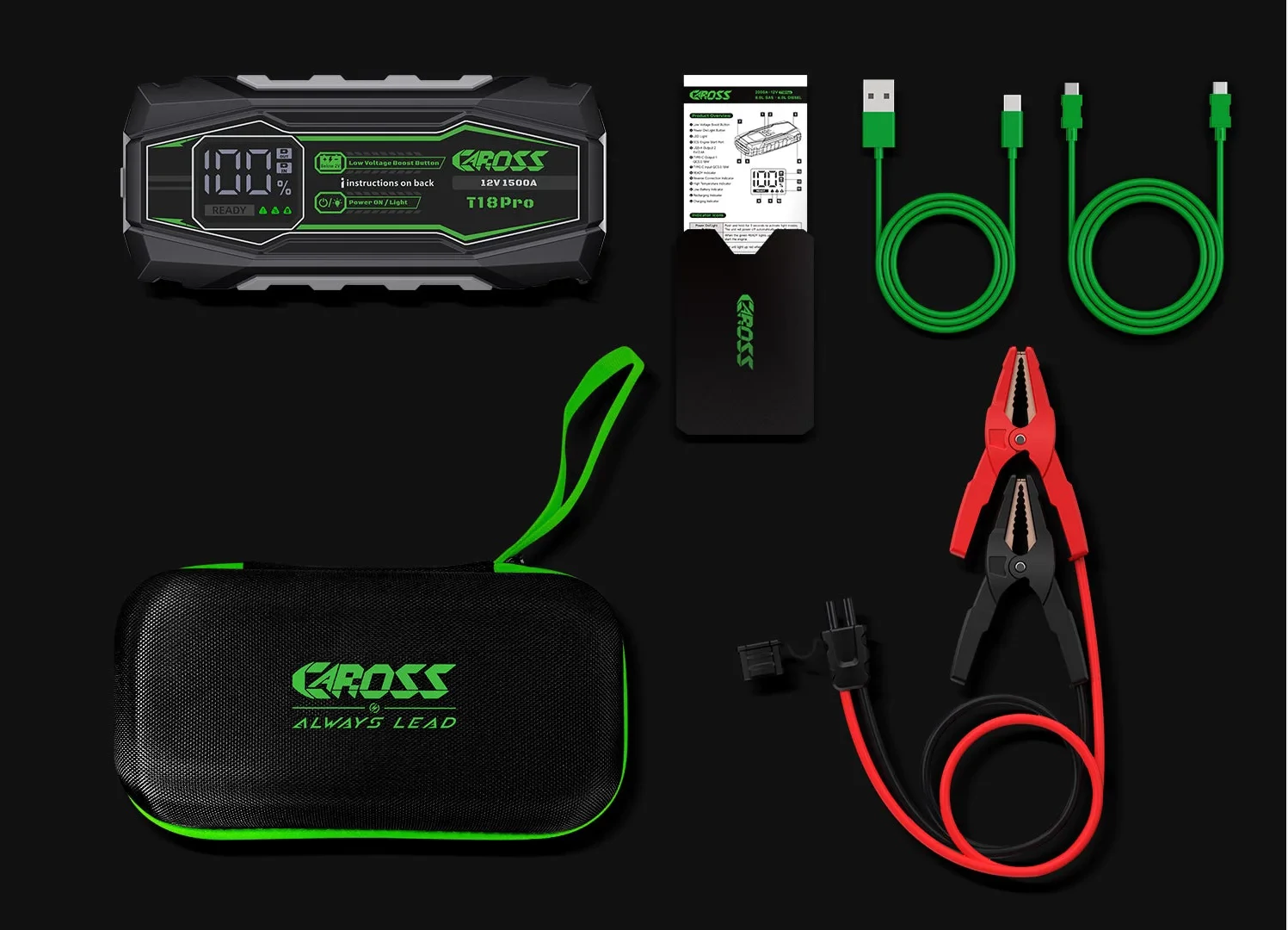 CAROSS USA T18 PRO Jump Starter hordozható indítássegítő (autó indító) + powerbank