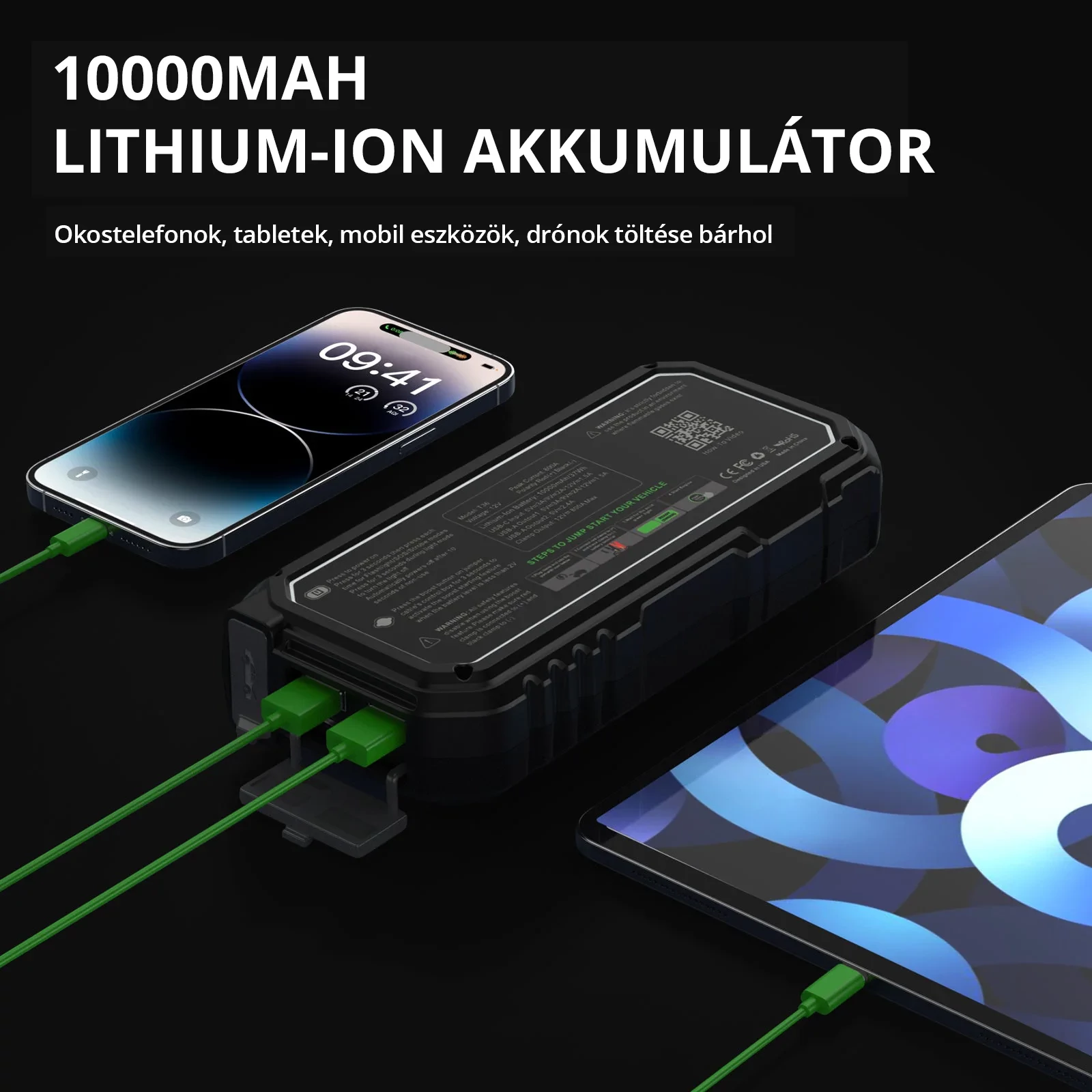 CAROSS USA T36 Jump Starter hordozható indítássegítő (autó indító) + powerbank