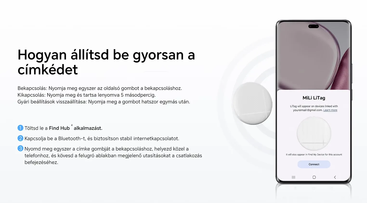 HONOR CHOICE MiLi LiTag Bluetooth nyomkövető (Android)