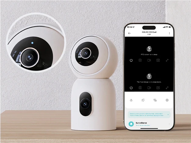 Imilab C30 Dual 3K+3K okos WiFi biztonsági kamera + hálózati adapter