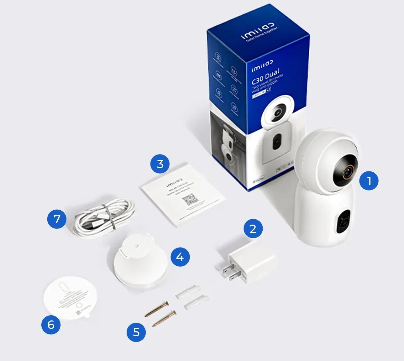 Imilab C30 Dual 3K+3K okos WiFi biztonsági kamera + hálózati adapter