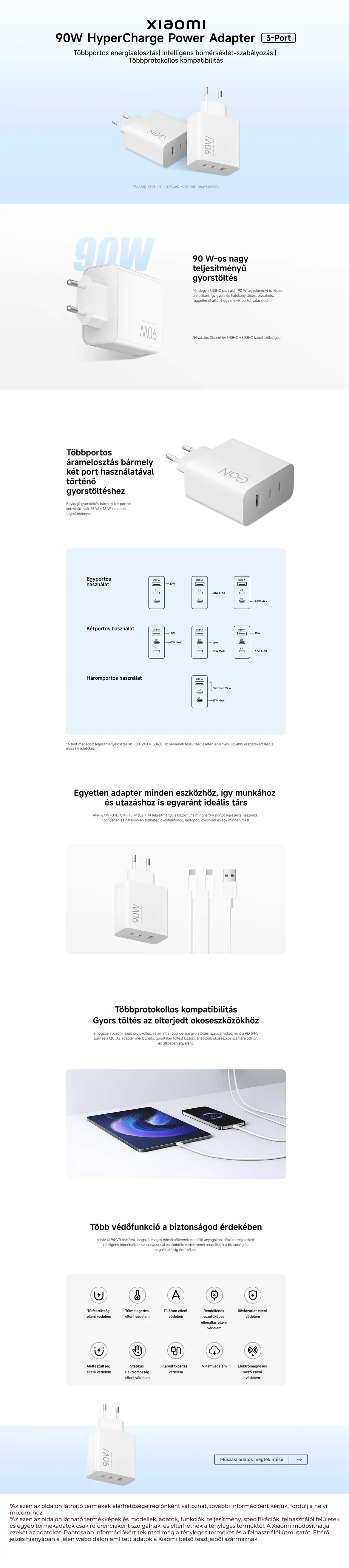 Xiaomi 90W HyperCharge Power Adapter (3-Port) hálózati töltő