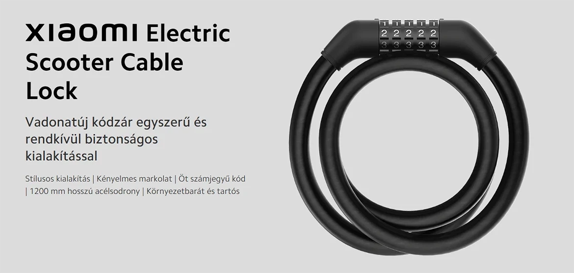 Xiaomi Electric Scooter Cable Lock zár / lakat elektromos rollerhez
