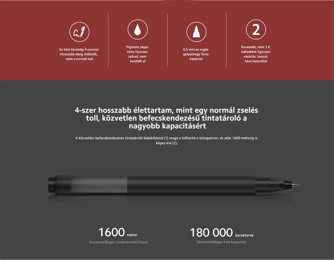 Xiaomi High-capacity Gel Pen (10-Pack) (Red) zselés toll 10-es csomag 0.5mm piros tinta
