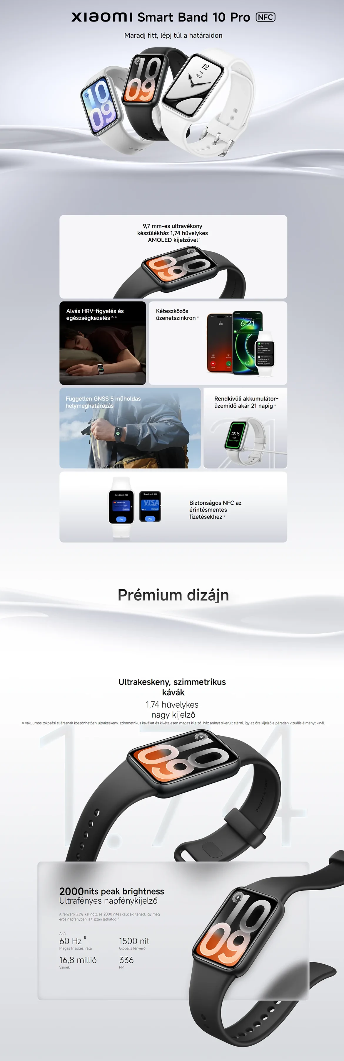 Xiaomi Smart Band 10 Pro NFC aktivitásmérő